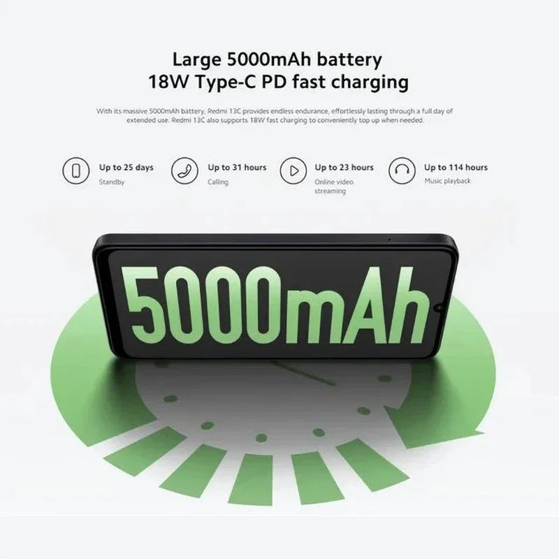 Global Version Xiaomi Redmi 13C MIUI 14 Smartphone MTK Helio G85 Octacore 50MP Camera 5000mAh 90Hz 6.74" Display