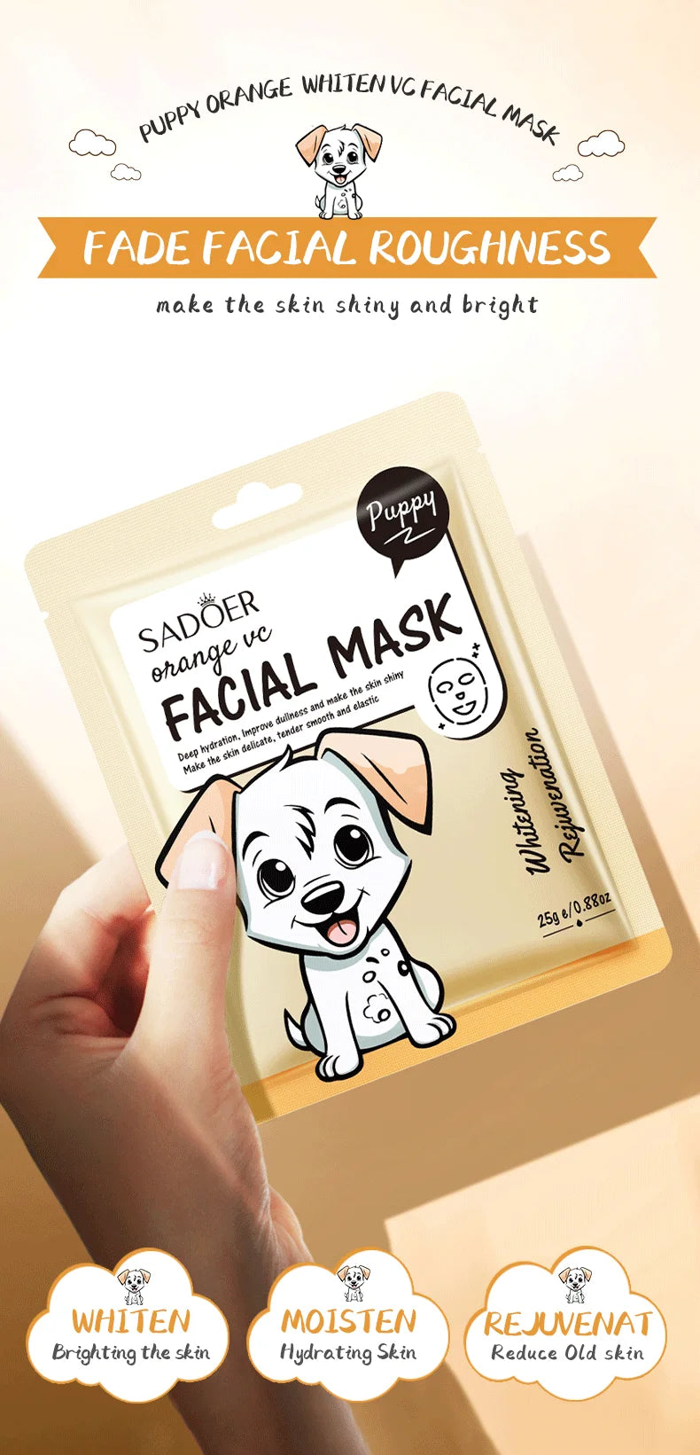 5pcs SADOER Cartoon Fresh Fruit Facial Mask Anti Wrinkle Moisturizing Soothing Brightening Hydrating Face Mask Skin Care