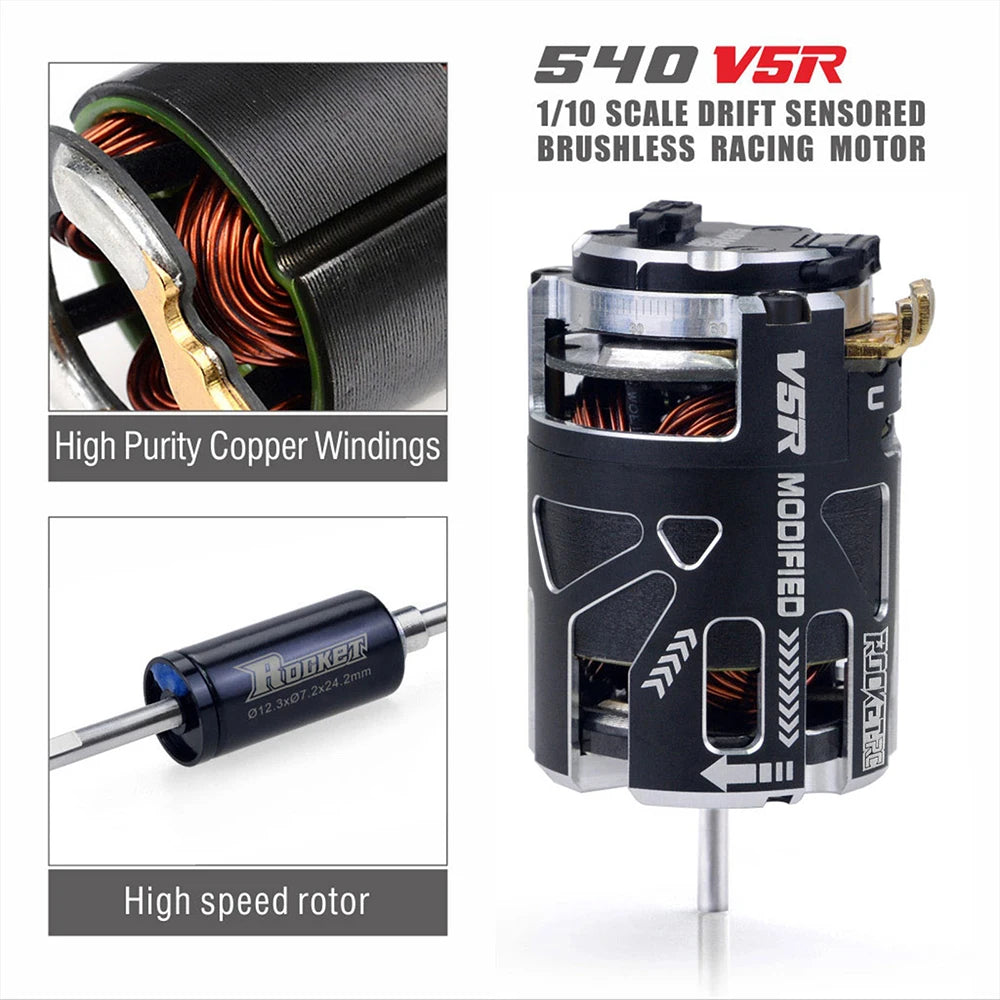 RC Car Surpasshobby Rocket 540 V5R Sensored Brushless Drift Racing Motor for 1/10 1/12 1/14 RC Car Competition Modified Truck