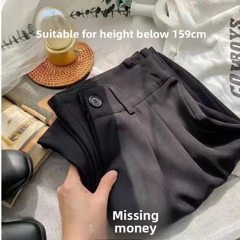 High Waist Wide Leg Thin Suit Pants Women's Loose Fitting Casual Floor Length Trousers Straight Cut Slimming Effect
