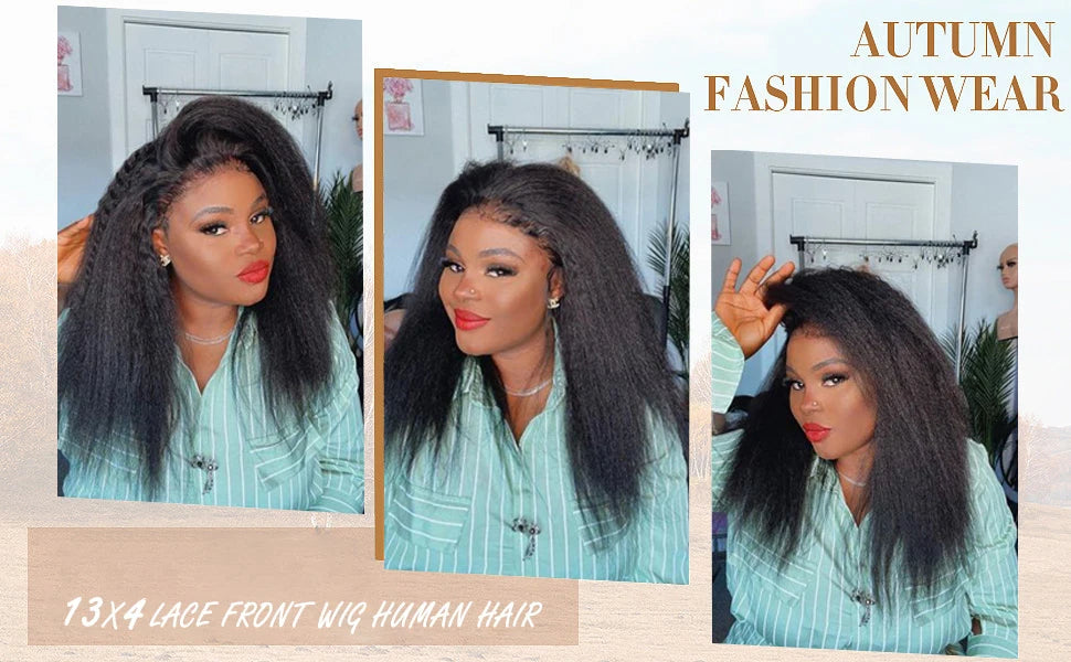 13x4 Transparent Lace Front Brazilian Human Hair Wig Sale Kinky Straight 180% Lace Frontal Yaki Human Hair Wigs Short Lace Wig