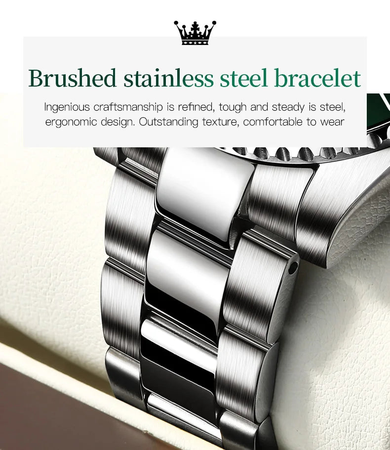 OLEVS 5885 Top Brand Classic Men's Quartz Watch Luminous Hands Calendar Display Stainless Steel Strap Waterproof Men's Watch