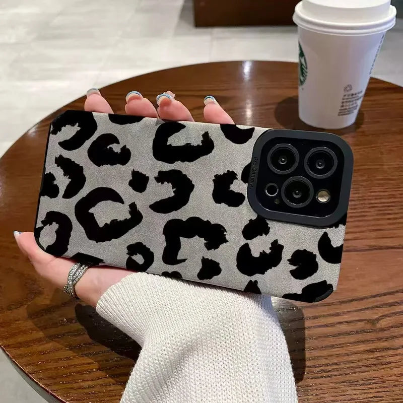 Fashion Soft Phone Cases For iPhone 13 12 MINI 11 14 15 16 Pro Max XS Max XR 7 8 Plus Leopard Pattern Silicone Case Back Cover