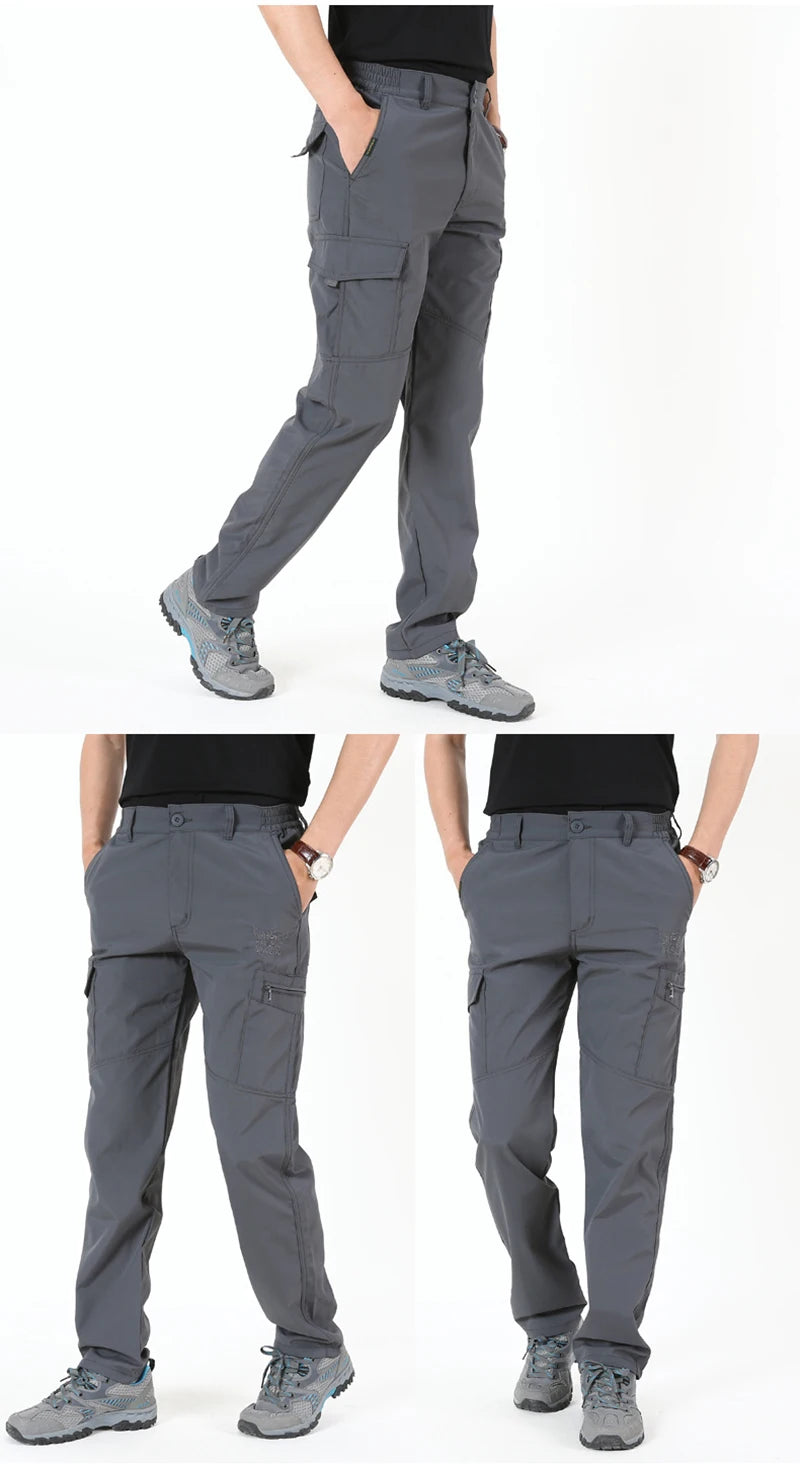 2024 Outdoor Work Tactical Pants Men Winter Casual Cargo Trousers Waterproof Fleece-lined Pant Elastic Hiking Traveling Workwear