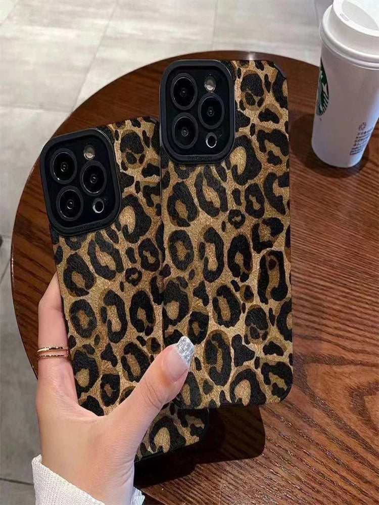 Fashion Soft Phone Cases For iPhone 13 12 MINI 11 14 15 16 Pro Max XS Max XR 7 8 Plus Leopard Pattern Silicone Case Back Cover