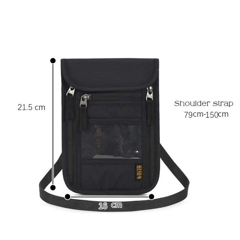 Travel Passport Bag Neck Document Bag Nylon Wallet Family Rfid Blocking Multi-Pockets Anti-Theft Credit Card Passport Holder New