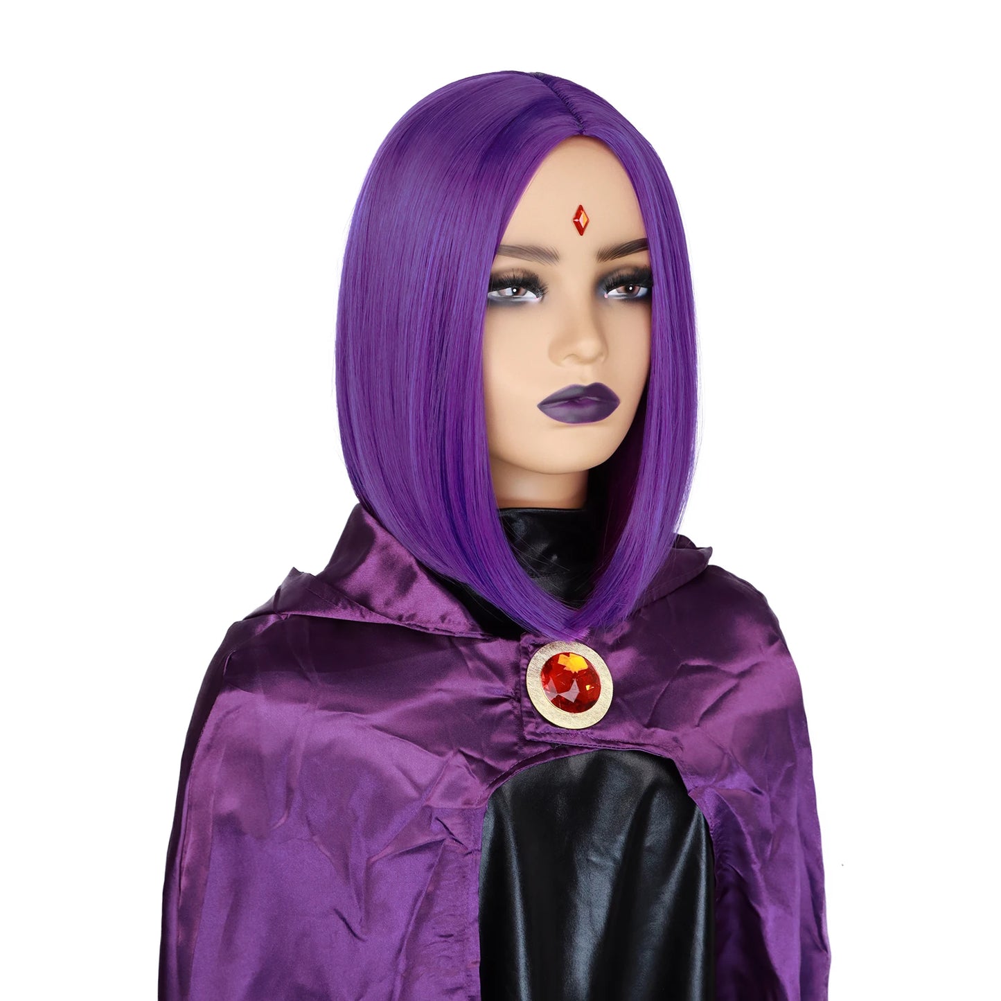 Synthetic Short Straight Bob Wig Middle Part Heat Resistant Synthetic Wigs for Halloween Cosplay Party