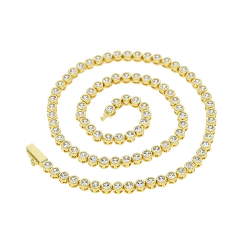 2023 Geometric Round Bezel Setted 5A Cubic Zirconia CZ Tennis Chain Necklace Choker Wedding Gift Women Jewelry