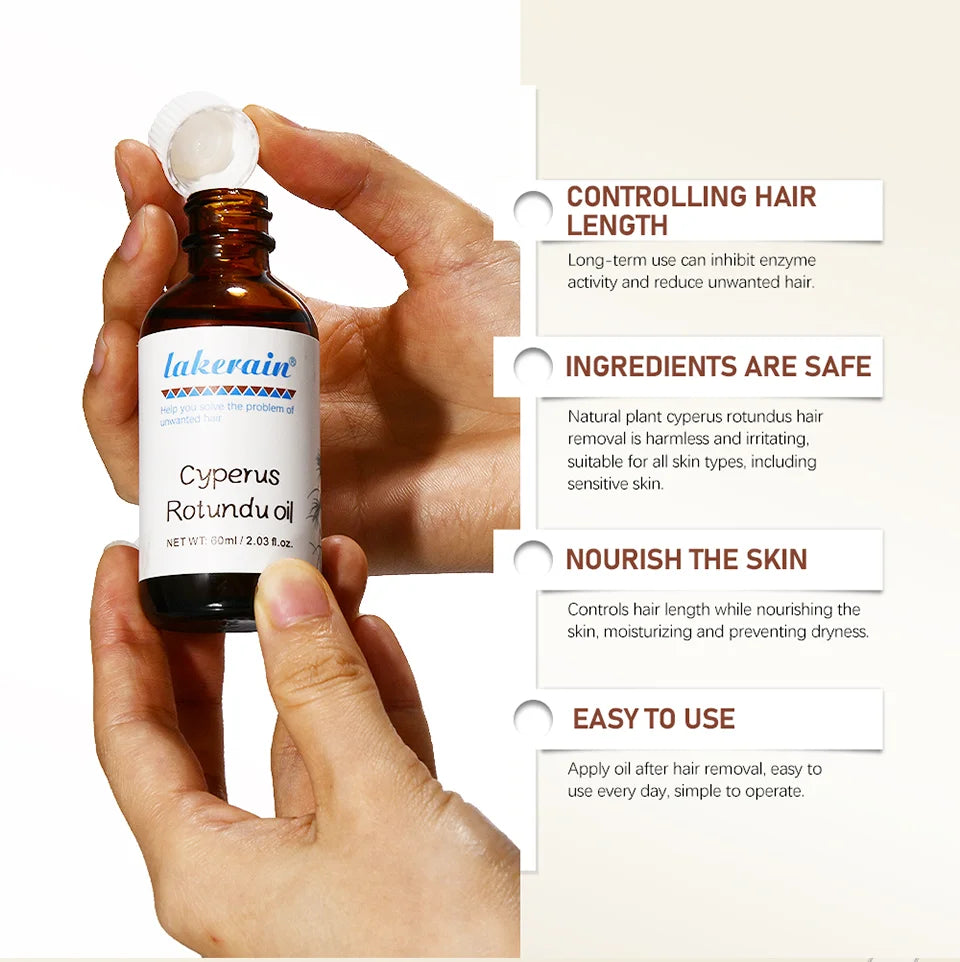 Semi-permanent Cyperus Rotundus Oil Hair Remover Armpit Legs Arms Hair Growth Inhibitor Beauty Skin Care Body Essential Oil