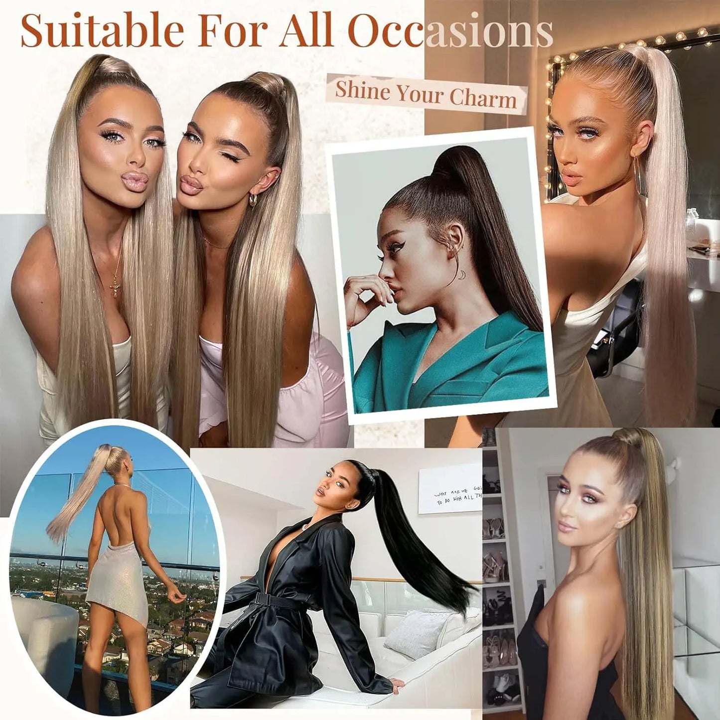 Drawstring Ponytail Extension Straight P8/613 Golden Brown Mix Blonde Clip In Ponytail Hair Extensions Hairpieces For Women Girl