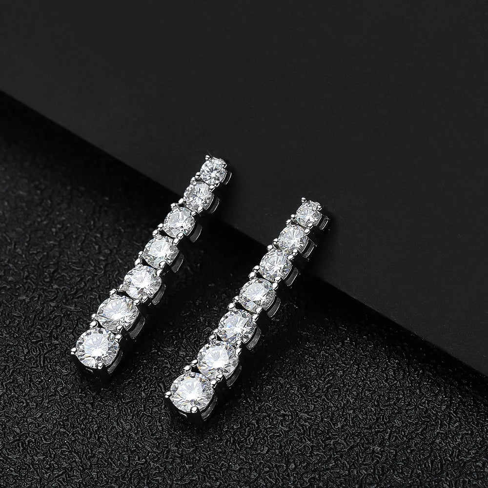 BXINY 2.8CT Full Moissanite Drop Earrings S925 Silver D Color Lab Diamonds Tassel Dangle Earring for Women Wedding Gifts Jewelry