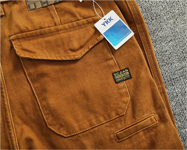 Retro Heavyweight Minimalist Workwear Pants Men's Loose Straight Leg Casual 100% Cotton Twill Woven 3D Stand Cut Tapered Pants