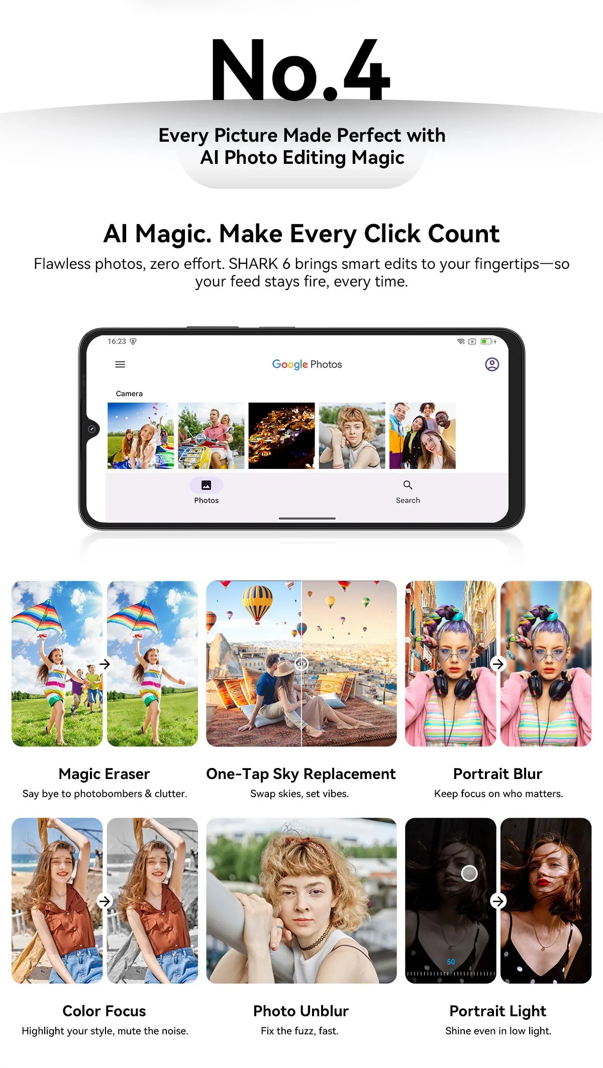 Blackview SHARK 6 AI Smartphone Android 15 Unisoc T8100 5G Mobile Phone 6.88'' Display 120Hz, 8+16GB RAM,128GB+2TB ROM, 5000mAh