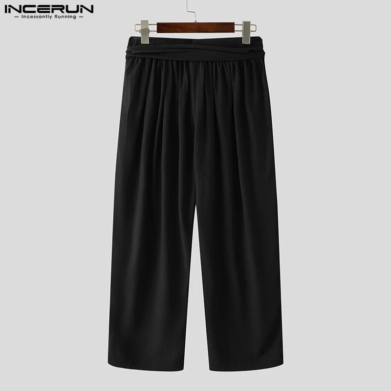 Fashion INCERUN Summer Spring Men Casual Pants Harem Pant Pleated Long Trousers Streetwear Oversize Men's Clothing S-5XL