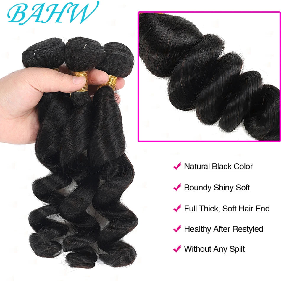 Brazilian Loose Wave Hair Bundles Virgin Human Hair 1/3/4 /PCS Natural Color Hair Extensions Wholesale Price For Black Women