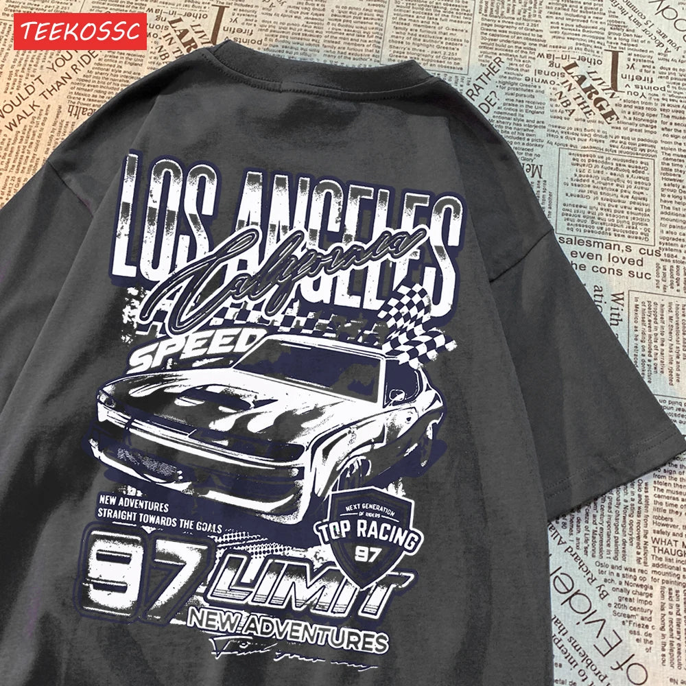 Cool Racing Cars Printed Short Sleeve Breathable Fashion T Shirts Breathable Streetwear Clothing Everyday Cartoon T-Shirt