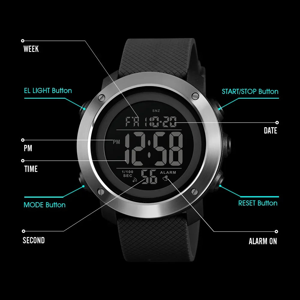 SKMEI 1426 Montre Men Alarm Clock Fashion Digital Watch Relogio Masculino Sport Watch Men Luxury Brand 5Bar Waterproof Watches