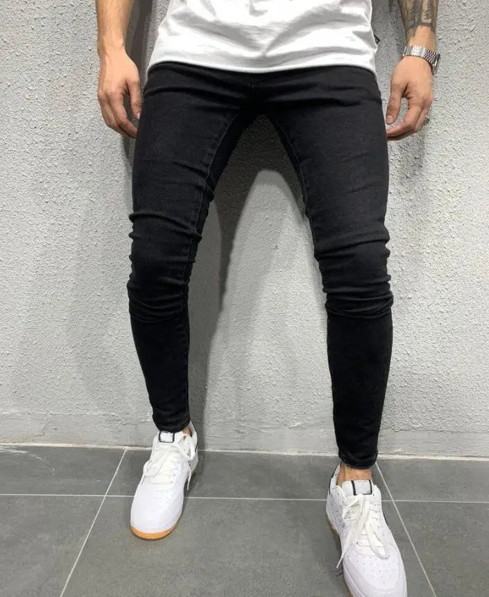 2024 Men Jeans Solid Pockets Stretch Denim Straight Pants Spring Summer Business Casual Trousers Daily Streetwear Men's Clothing
