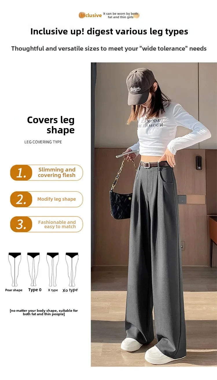 High Waist Slim Fit Straight Leg Suit Pants Wide Leg Casual Trousers Women's Autumn New Arrival Red Color Business Office Wear