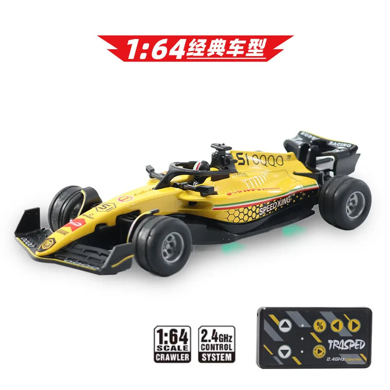 New RC car August Product 1:64 Mini Alloy Car Model, Adjustable Lighting Formula Racing, Children's Remote Control Car
