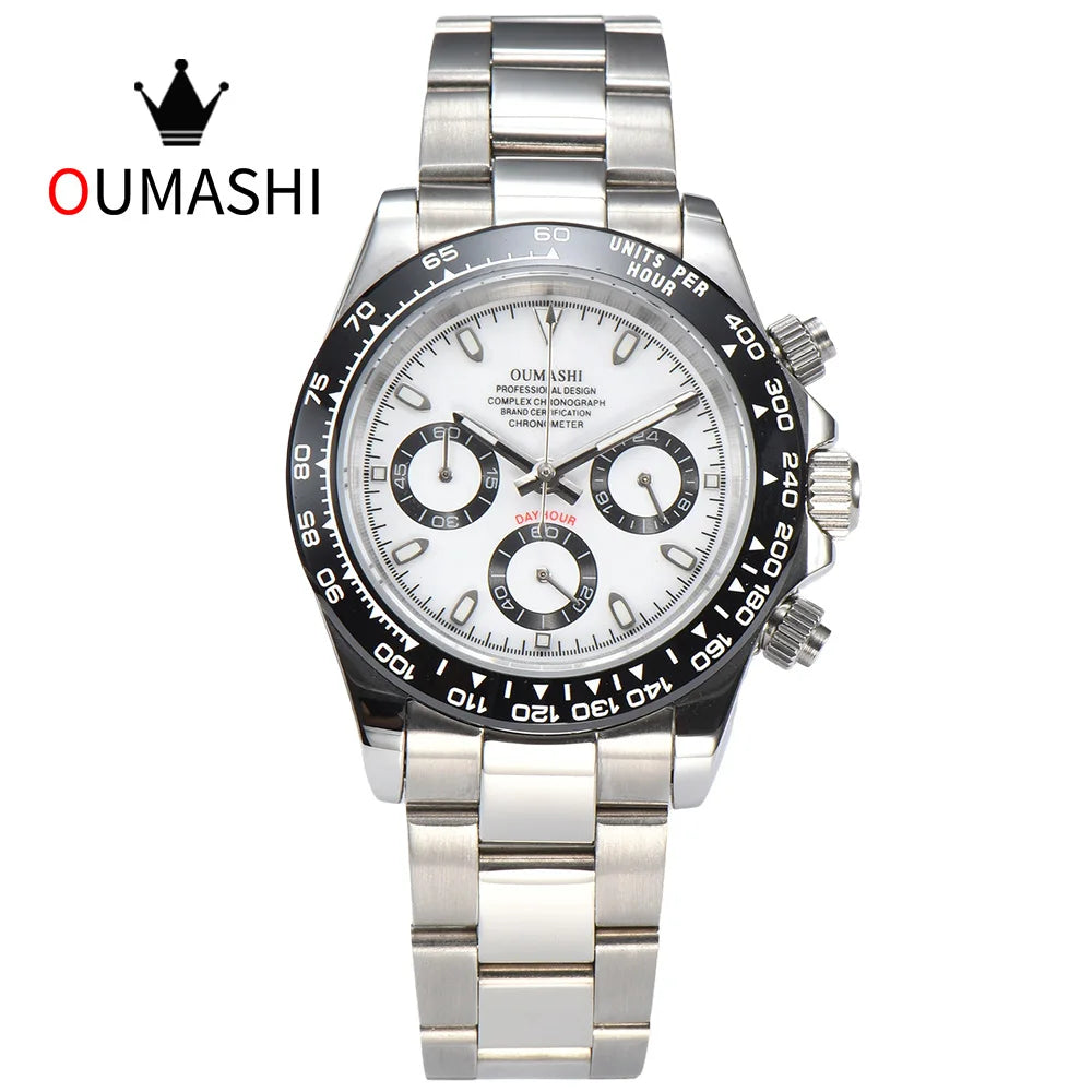 OUMASHI VK63 Man luxury panda watches Sports Quartz Watch Sapphire Stainless Steel Waterproof Chronometer for vk63 Movement
