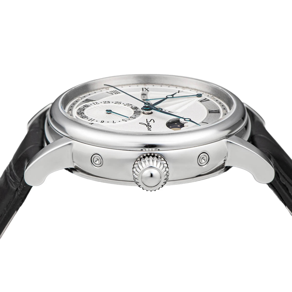 Sugess Men Watch Automatic Mechanical Original 2153 Movement Moon Phase Power Reserved Water Resistant Wristwatches Sapphire New