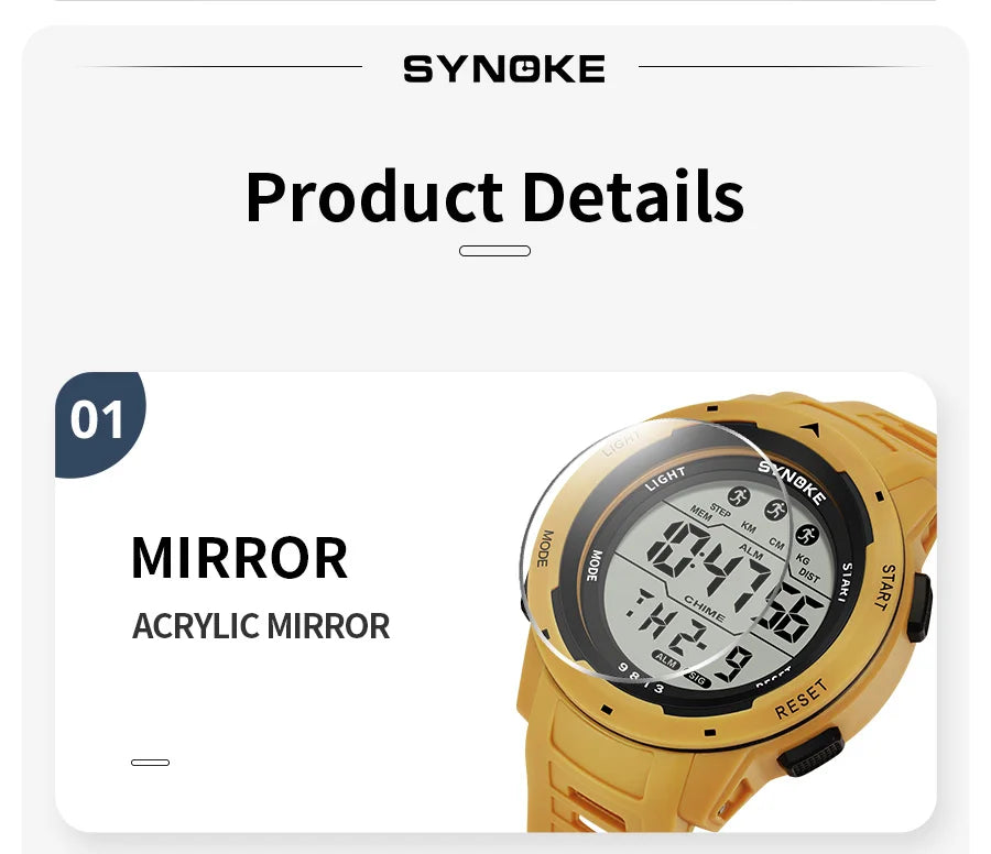 Upgrade Movement Digital Watches For Men Waterproof 50M SYNOKE 9813 Sports Watch Men Big screen Easy to Read reloj hombre