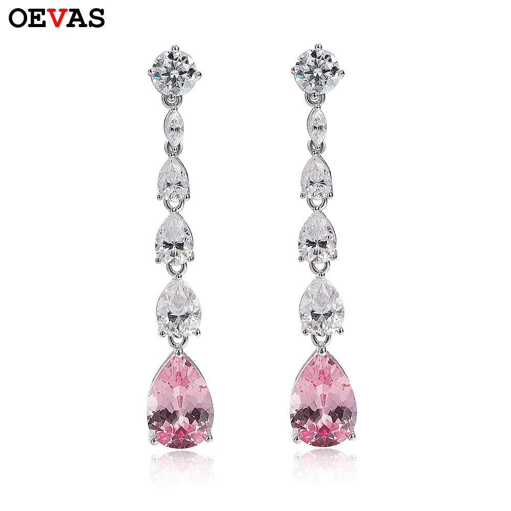 OEVAS 16.98cttw Moissanite Diamond Stud earrings Lab Grown 9*13mm Papalacha Drop Earrings For Women Sparkling Party Fine Jewelry