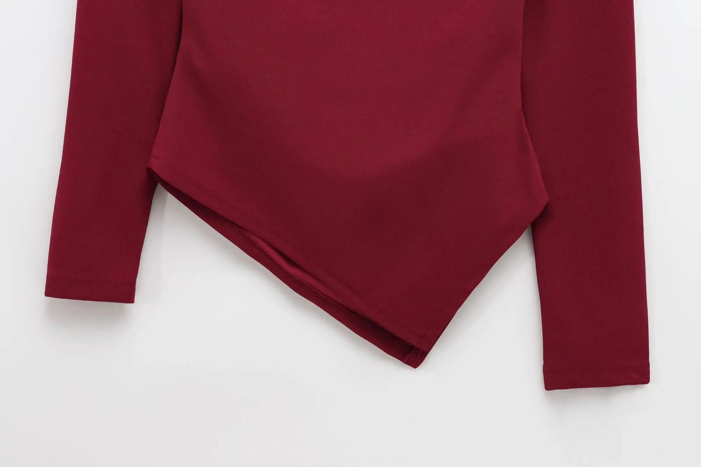 TFMLN 2025 Fashion Asymmetric Women Top T Shirts New Elegant Spring Summer Elastic Clothes Long Sleeve Shirt Top