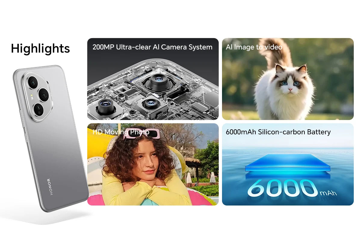 2025 New HONOR 400 Pro 5G Global Version Smartphone 200MP AI Main Camera 6.7'' AMOLED Screen 6000 mAh 100W Wired 50W Wireless