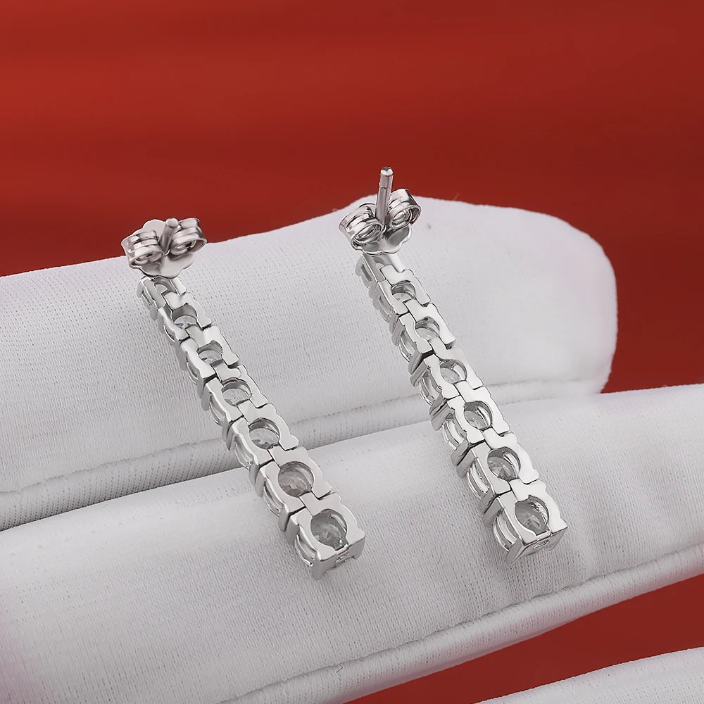 BXINY 2.8CT Full Moissanite Drop Earrings S925 Silver D Color Lab Diamonds Tassel Dangle Earring for Women Wedding Gifts Jewelry