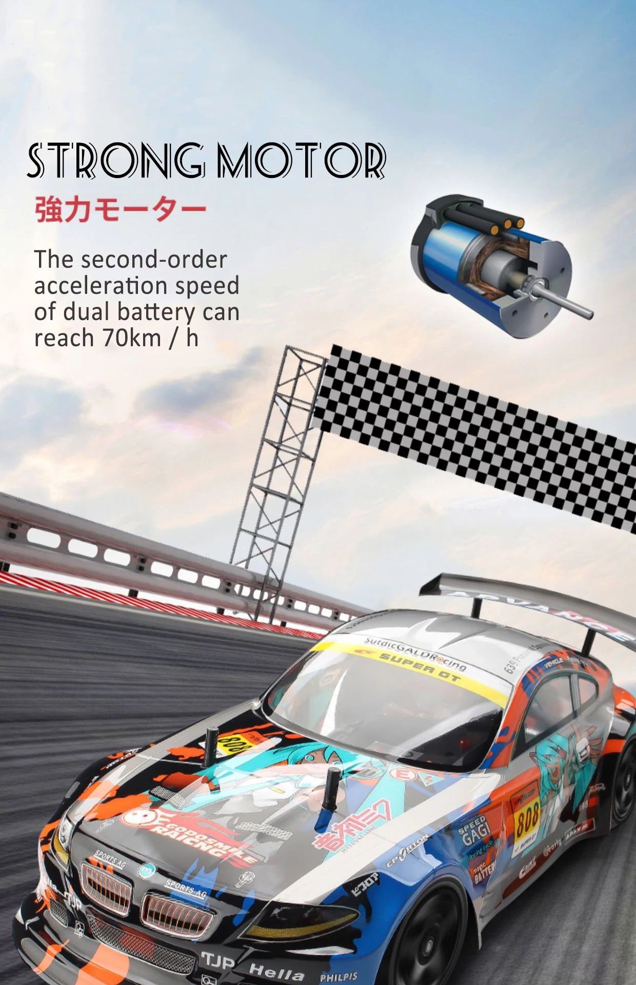 1:10 70km/H Remote Control Car 4wd High Speed Drift 2.4g Rc Car Shock Absorber Anti-Collision Rc Toys Christmas Gift