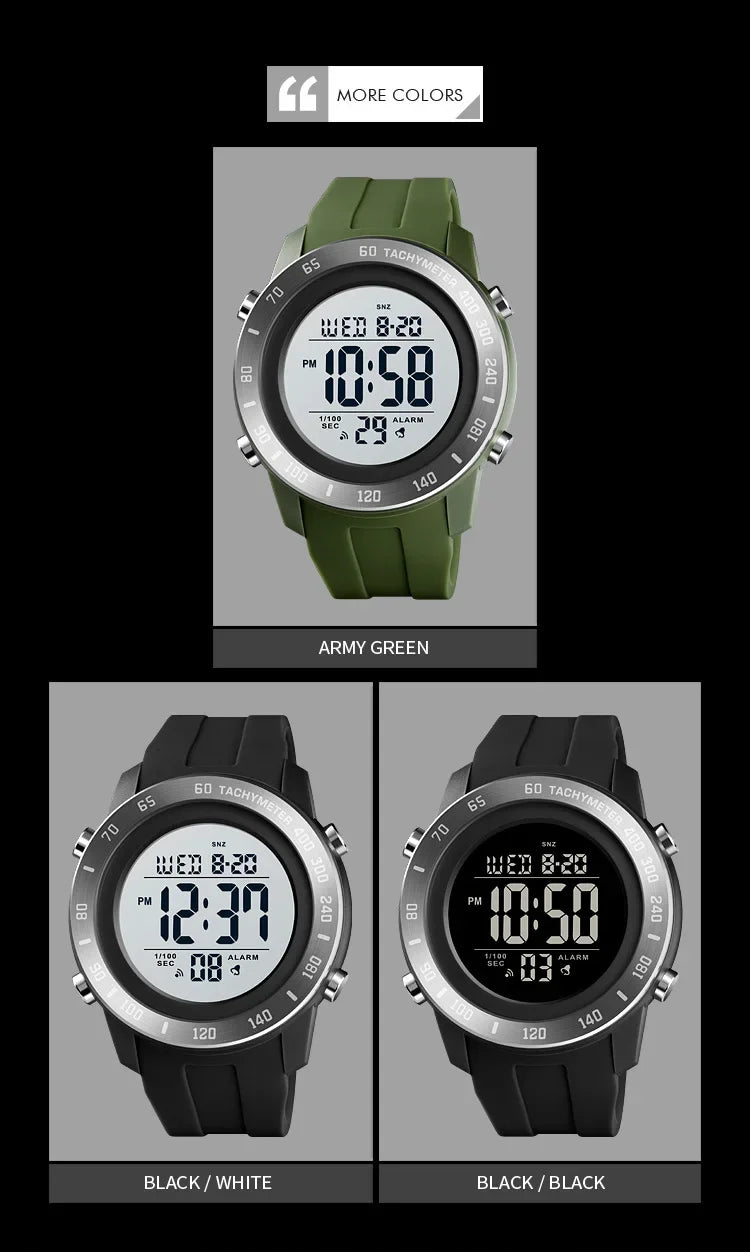 SKMEI 1524 2 Time LED Digital Wristwatches Mens Waterproof Chrono Count Down Male Hour montre homme Big Dial Sport Men Watch