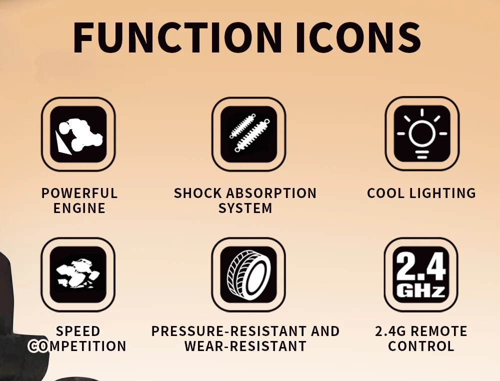 Rc Car High Speed with Light 2.4G Remote Control Racing Car Vehicle Truck 20KM/H Off-Road Climbing RC Toys for Kids Gift