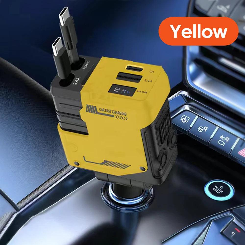 Elough 120W Car Charger Super Fast Flash Charge USB/Type C Multi Port Charger 4 in 1 Expansion Cable