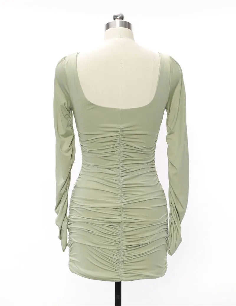 DIWU Women Sexy Autumn Long Sleeve Square Neck Bodycon Party Club Mini Dress 2022 Spring Autumn Clothes Dropshipping Streetwear