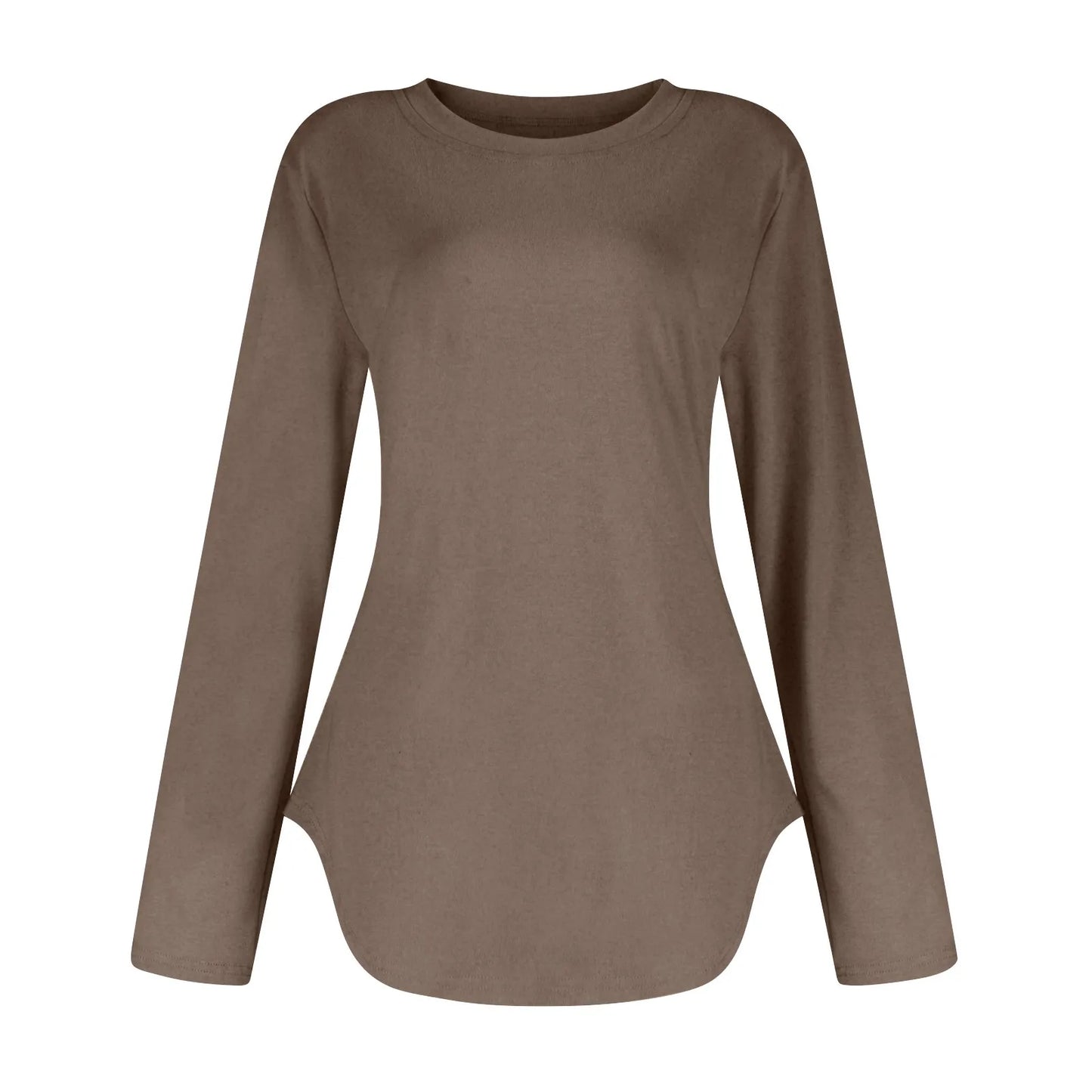 Traf 2024 Mujer Womens Long Sleeve Round Neck Shirts Side Split Basic Loose Tunic Tops Casual Shirts Ropa De Mujer Fashion