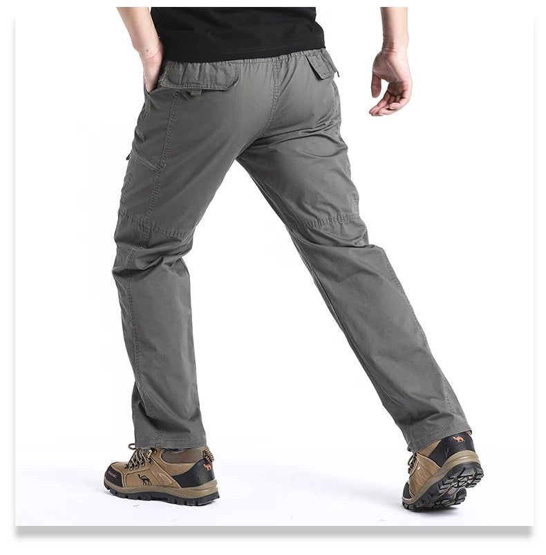 High Quality Men's Cotton Cargo Pants Casual Multiple Pocket Tacitcal Pants Spring Autumn Outdoor Camping Hiking Work Pants