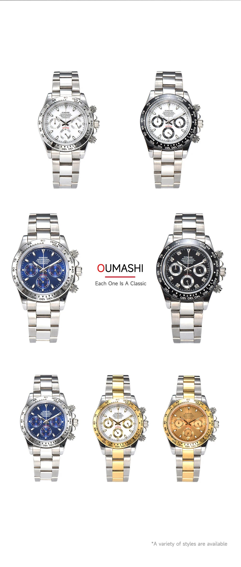 OUMASHI VK63 Man luxury panda watches Sports Quartz Watch Sapphire Stainless Steel Waterproof Chronometer for vk63 Movement