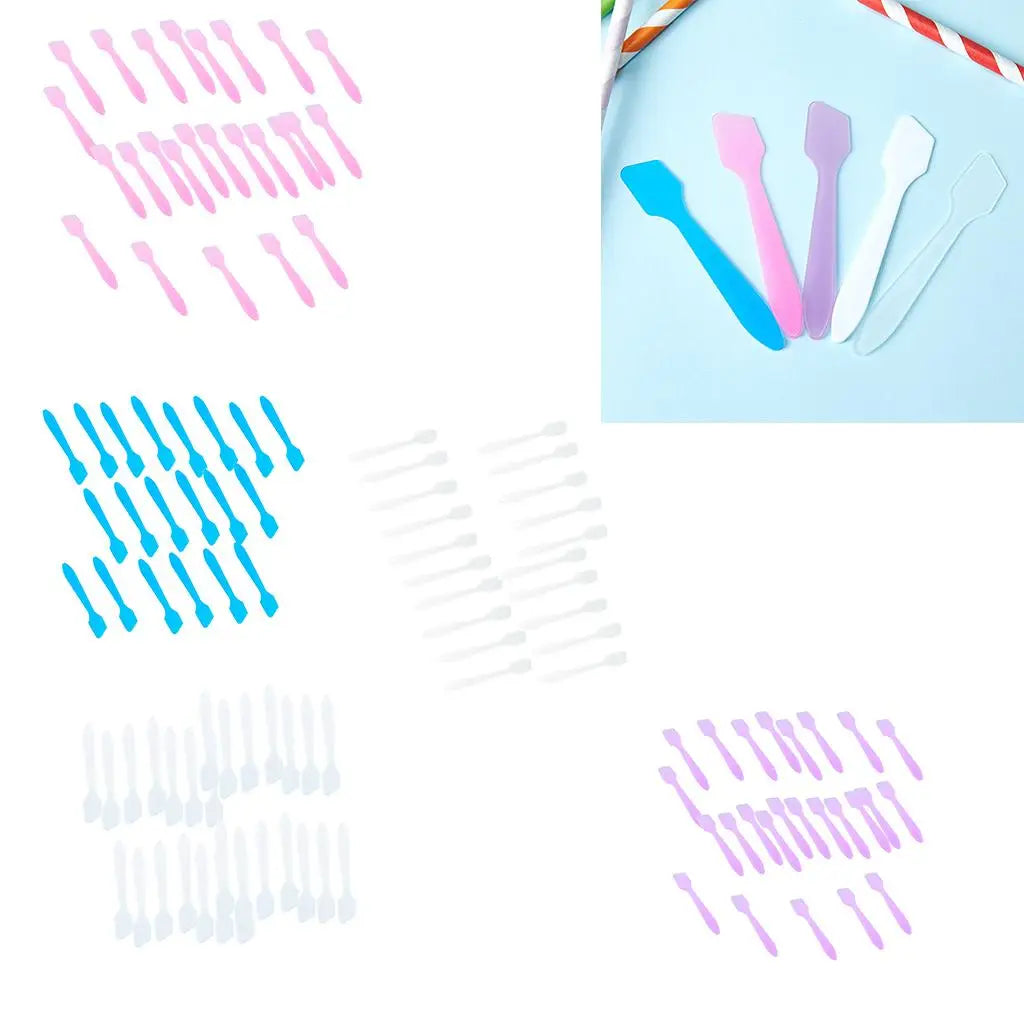 100Pcs Plastic Spatula Disposabled Cosmetic Spoon Skin Care Cream Face Mask Mixing Spoon Beauty Tool