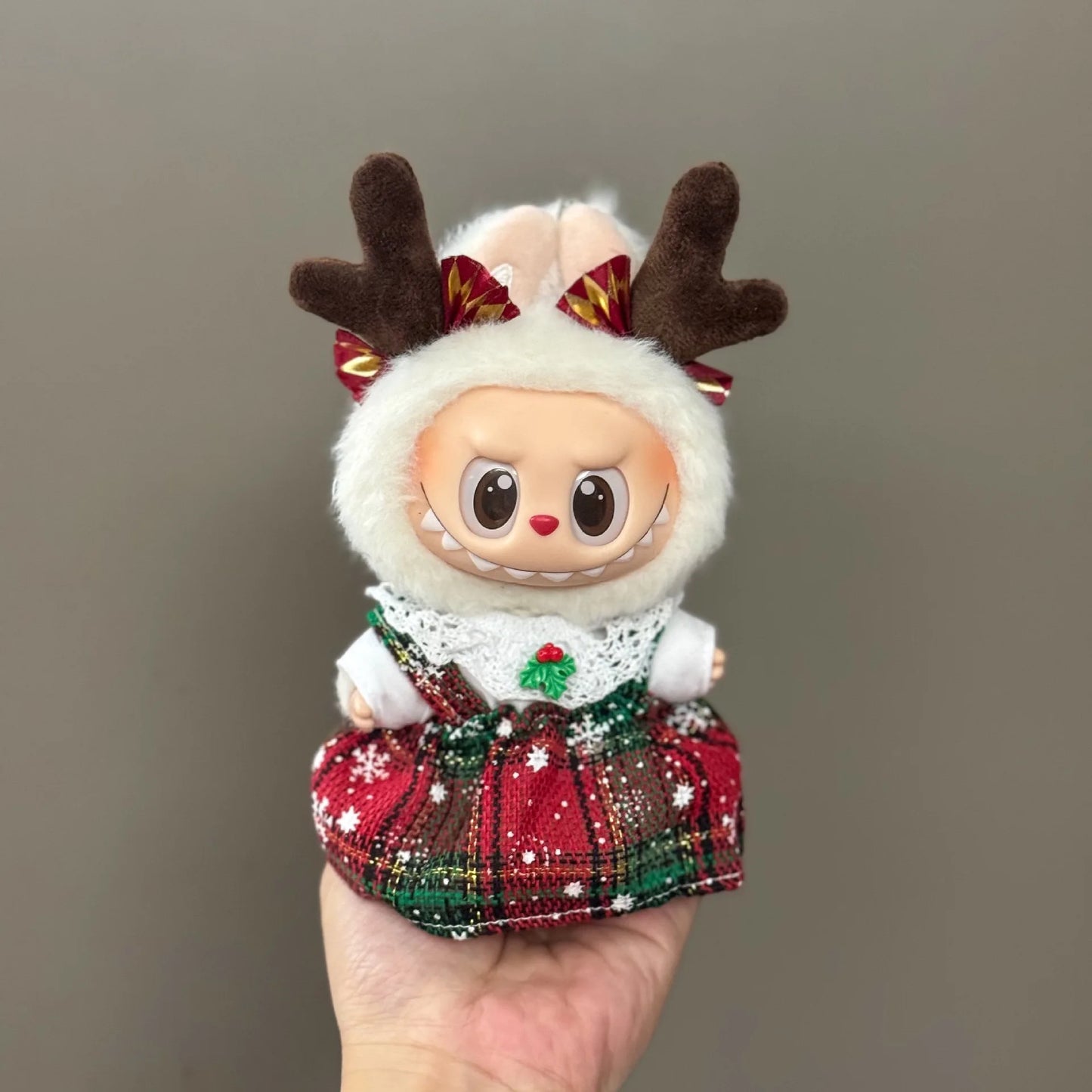 Labubu Doll Christmas Outfit - Festive Holiday Costume Set, Cute Plush Santa Dress with Accessories for Dolls (Clothes Only)