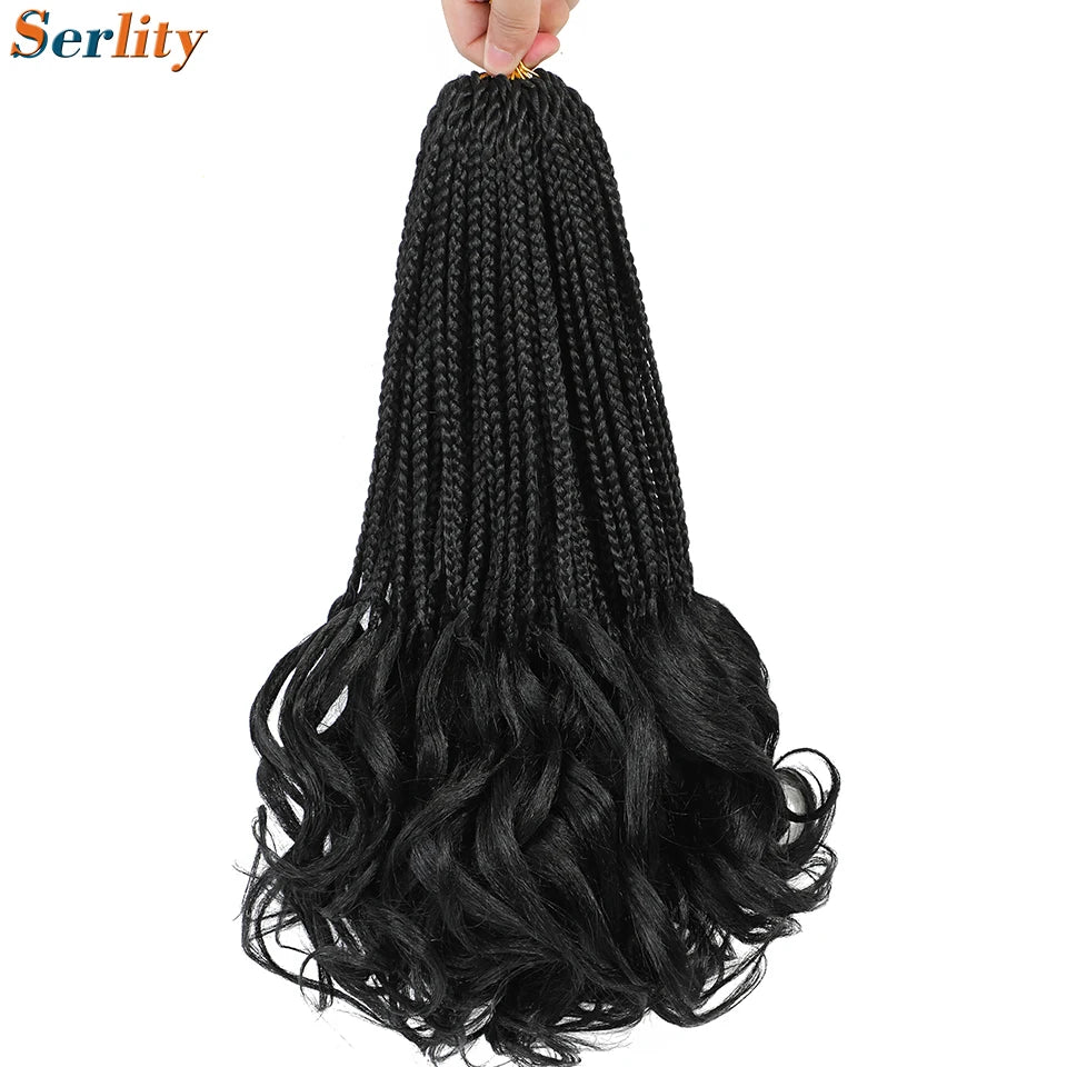 French Curl Crochet Braids 14 Inch Kid-Friendly Goddess Box Braids with Bouncy Curly Ends French Curls Braiding Hair for Women