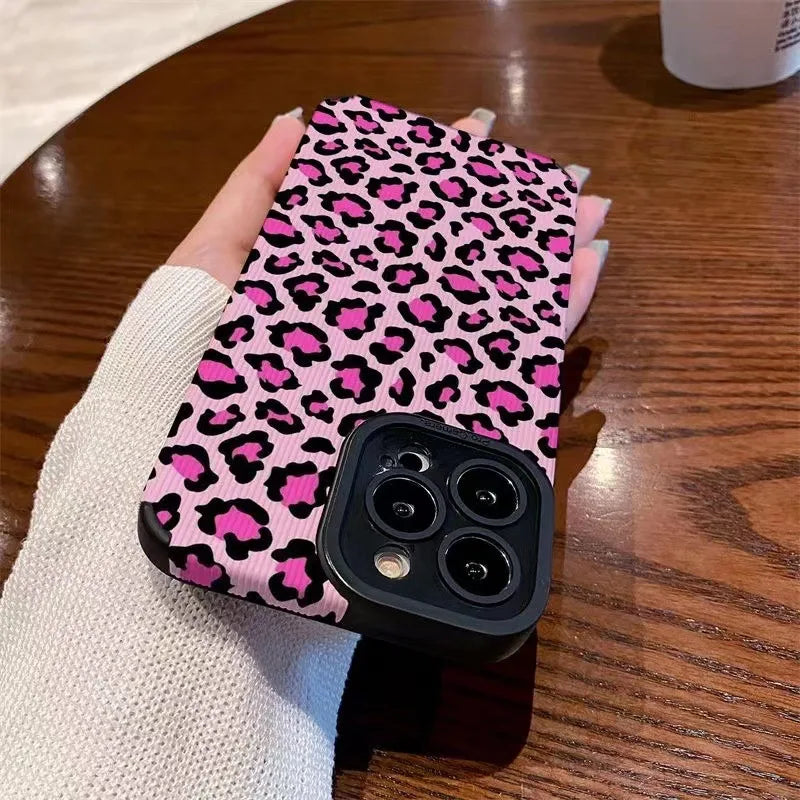 Fashion Soft Phone Cases For iPhone 13 12 MINI 11 14 15 16 Pro Max XS Max XR 7 8 Plus Leopard Pattern Silicone Case Back Cover
