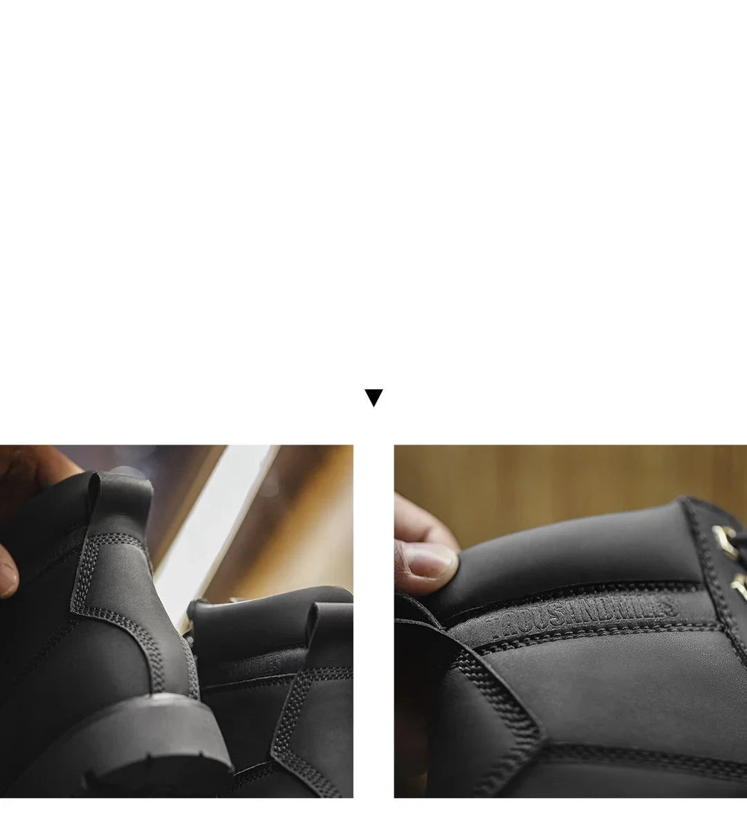 Maden Men's Versatile Black Boots Plush Lining Warmth Shoes Retro Non-Slip Thick Sole Work Boots Outdoor Casual Mid-Calf Boots