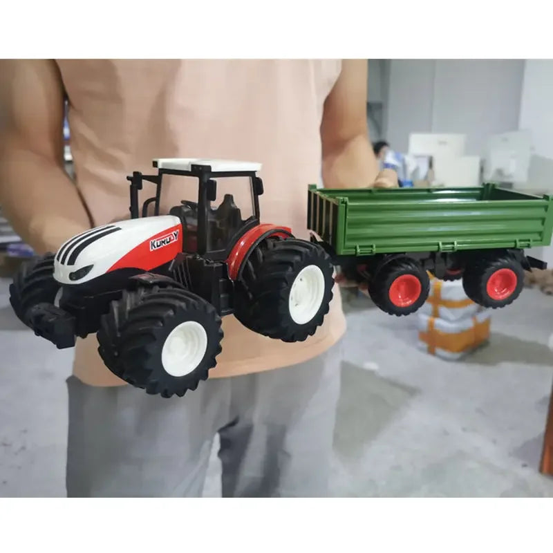 RC Car Tractors Trailer 2.4G Radio Controlled Farm Cars Farming Simulator Truck Miniature Farmer Animal Model Toys Children Boys