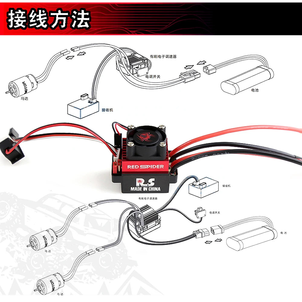 RC Car ESC,60A Brushed ESC Electronic Speed Controller for TRX4 SCX10 RC Crawler Car(T Plug)