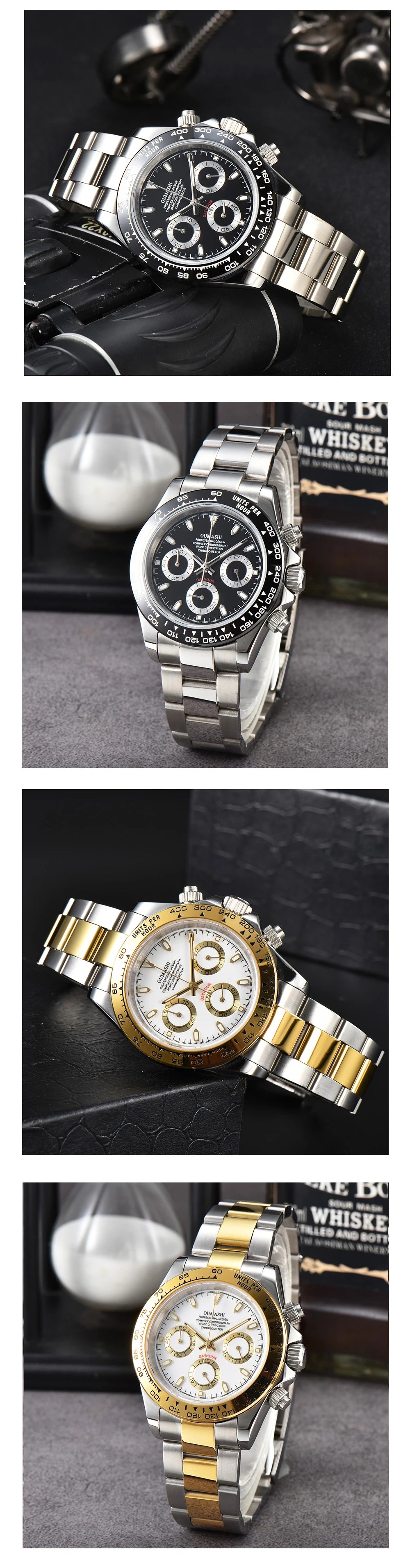 OUMASHI VK63 Man luxury panda watches Sports Quartz Watch Sapphire Stainless Steel Waterproof Chronometer for vk63 Movement