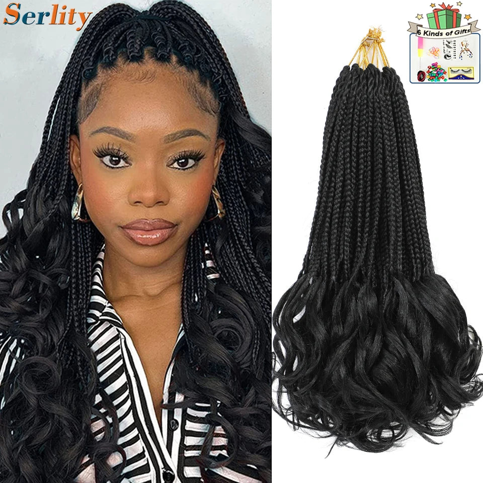 French Curl Crochet Braids 14 Inch Kid-Friendly Goddess Box Braids with Bouncy Curly Ends French Curls Braiding Hair for Women