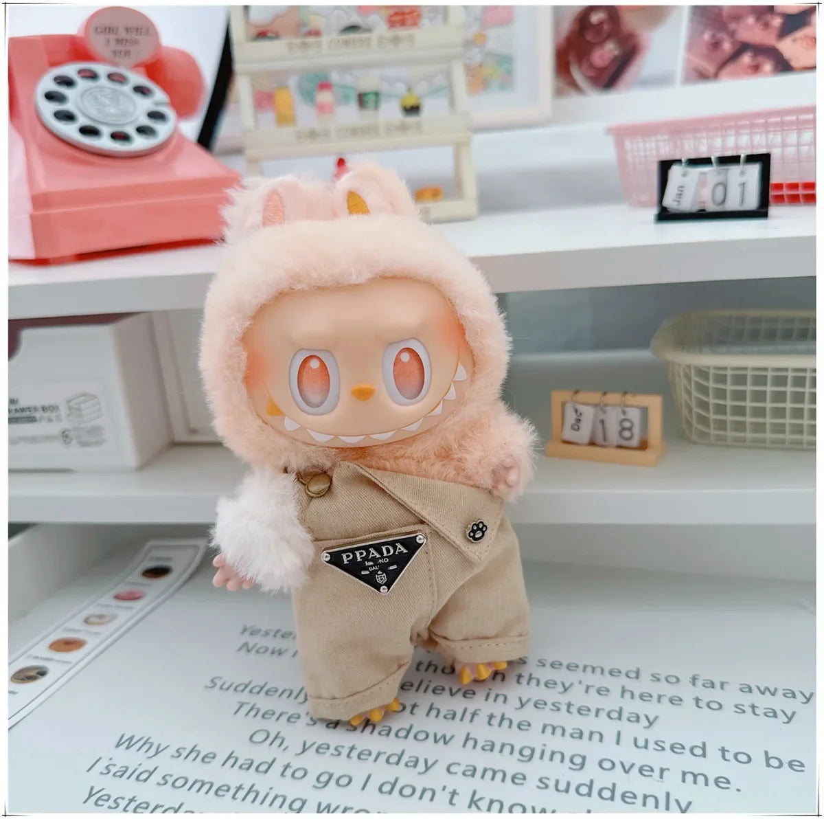 Para 15-17cm Labubu V1 V2 Idol muñeca traje sombrero monos ropa regalo Mini ropa de muñeca de peluche accesorios de atuendo