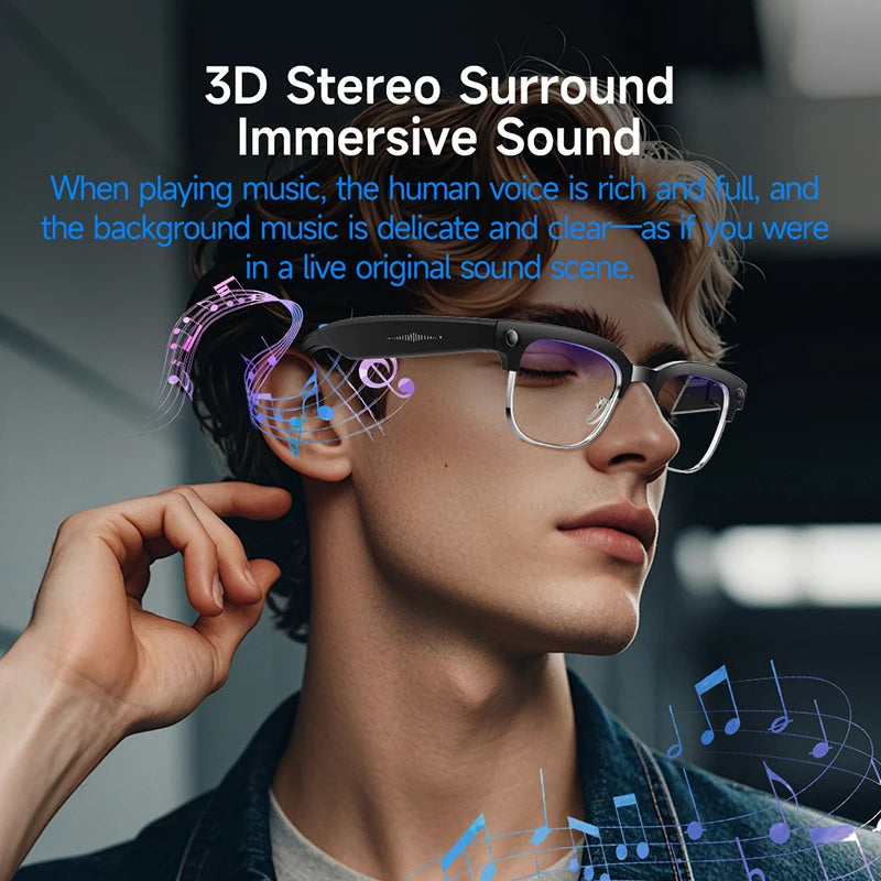 Smart AI Translation Smart Glasses Take Photos Recognizing Objects 4K Camera Bluetooth Music Call Intelligent Recording Glasses